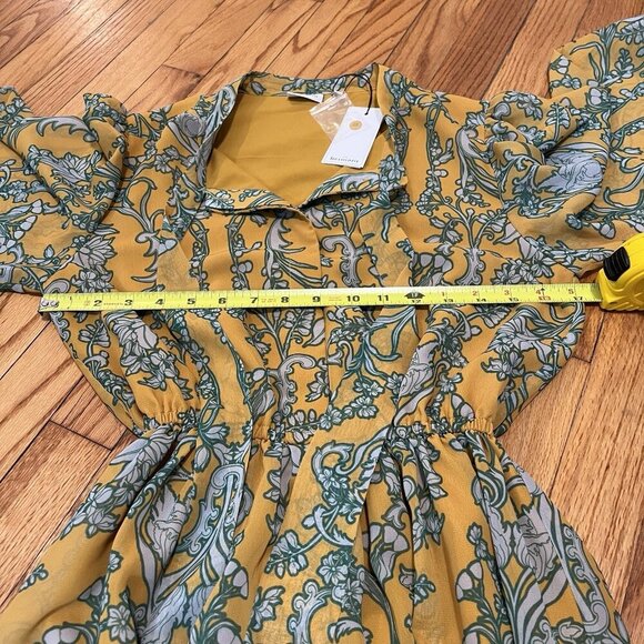 Hermoza‎ NWT Lee Collar Neck Dress in Saffron Yellow Size Small - Picture 8 of 8